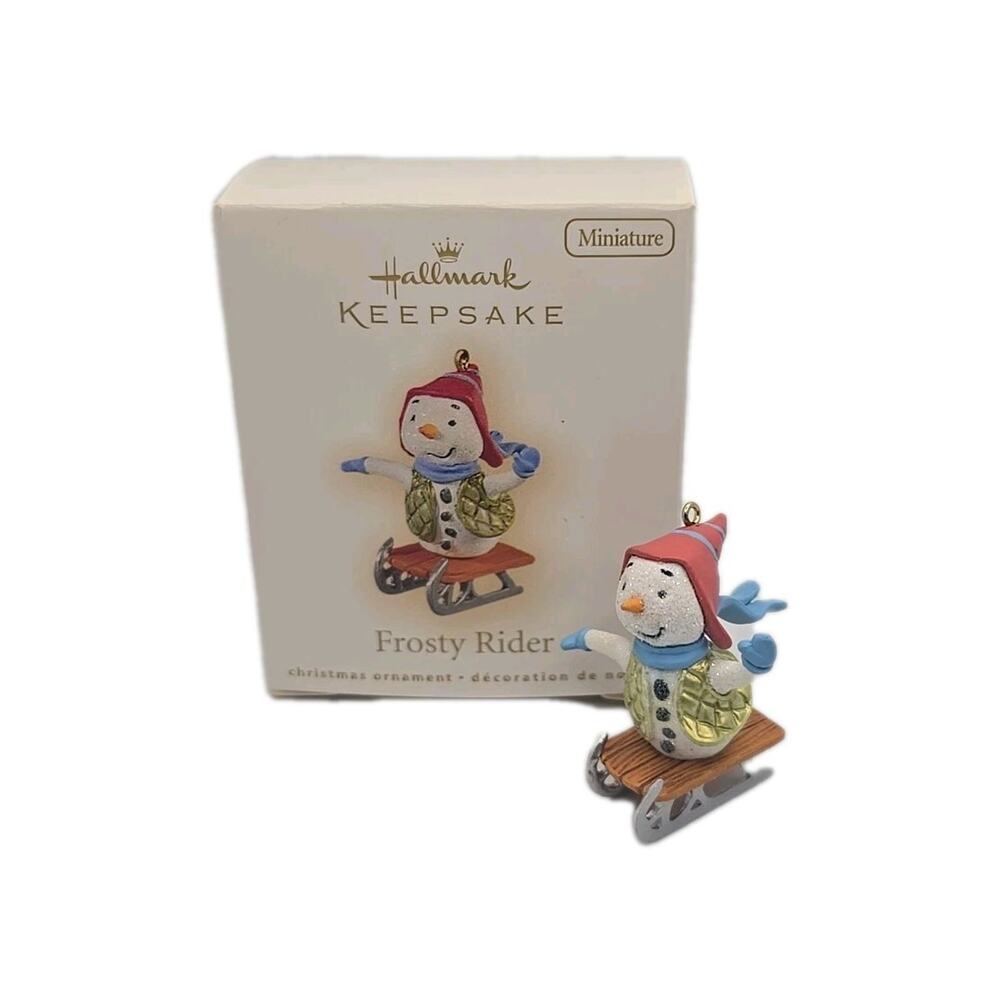 2009 Hallmark Miniature Frosty Rider Keepsake Ornament Snowman U31